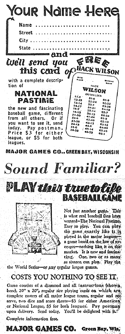 October 1974 Extra Innings National Pastime Advertisement