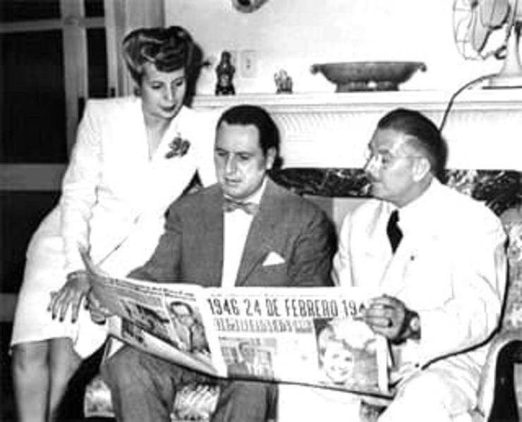 Eva Perón, Perón y Mercante 