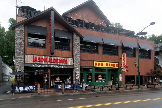 Jason Aldean's Kitchen + Rooftop Bar takes up most of the building on the 600 block of the Parkway. The building also houses Sun Diner, a breakfast and lunch spot and a souvenir store in Gatlinburg, Tenn.