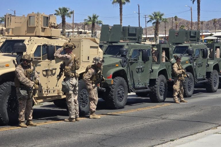 National Guard troops deployed to quell the insurrection in Los Angeles