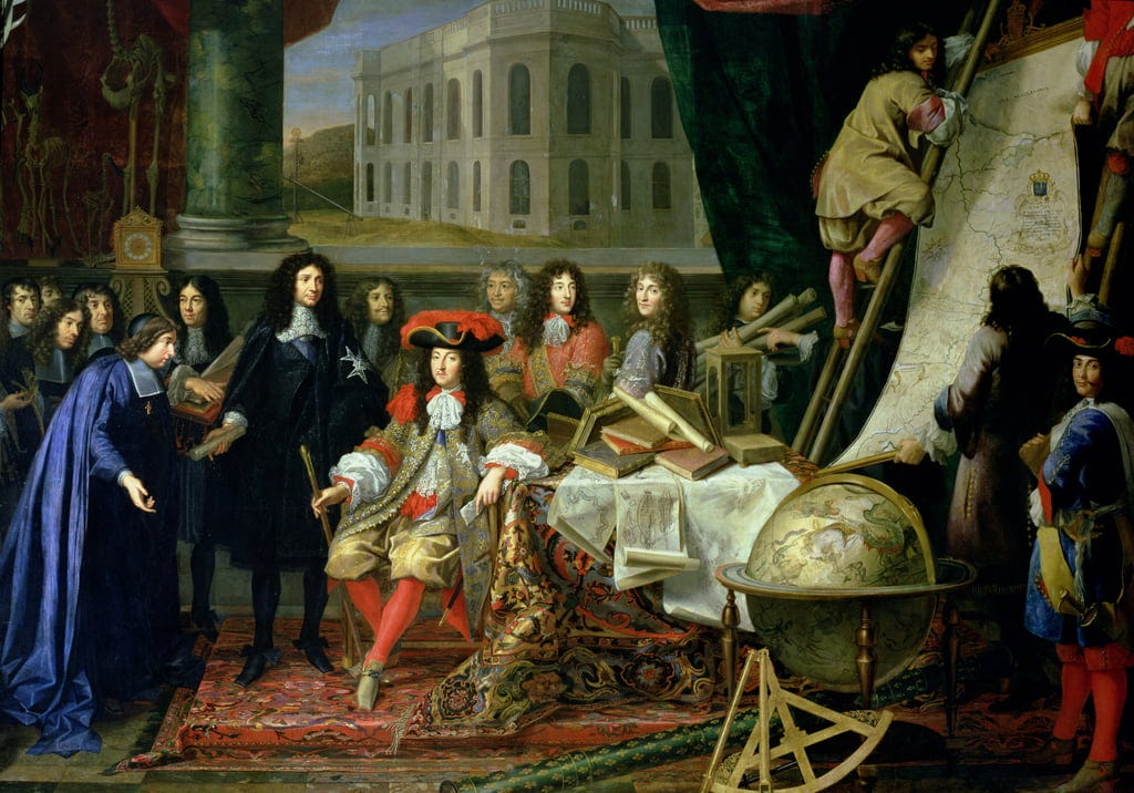 Jean-Baptiste Colbert (1619-1683) Presentazione dei membri della Royal  Academy of Science a Luigi XIV (1638-1715) c.1667 (particolare) (vedi anche  104626)