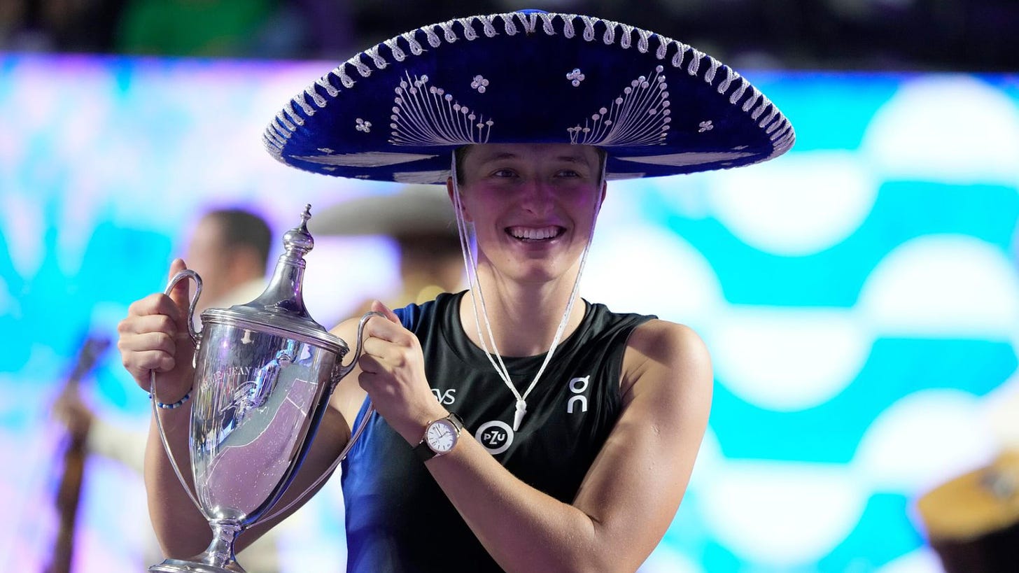 Iga Swiatek earns the WTA Finals title and a return to No. 1 by beating  Jessica Pegula