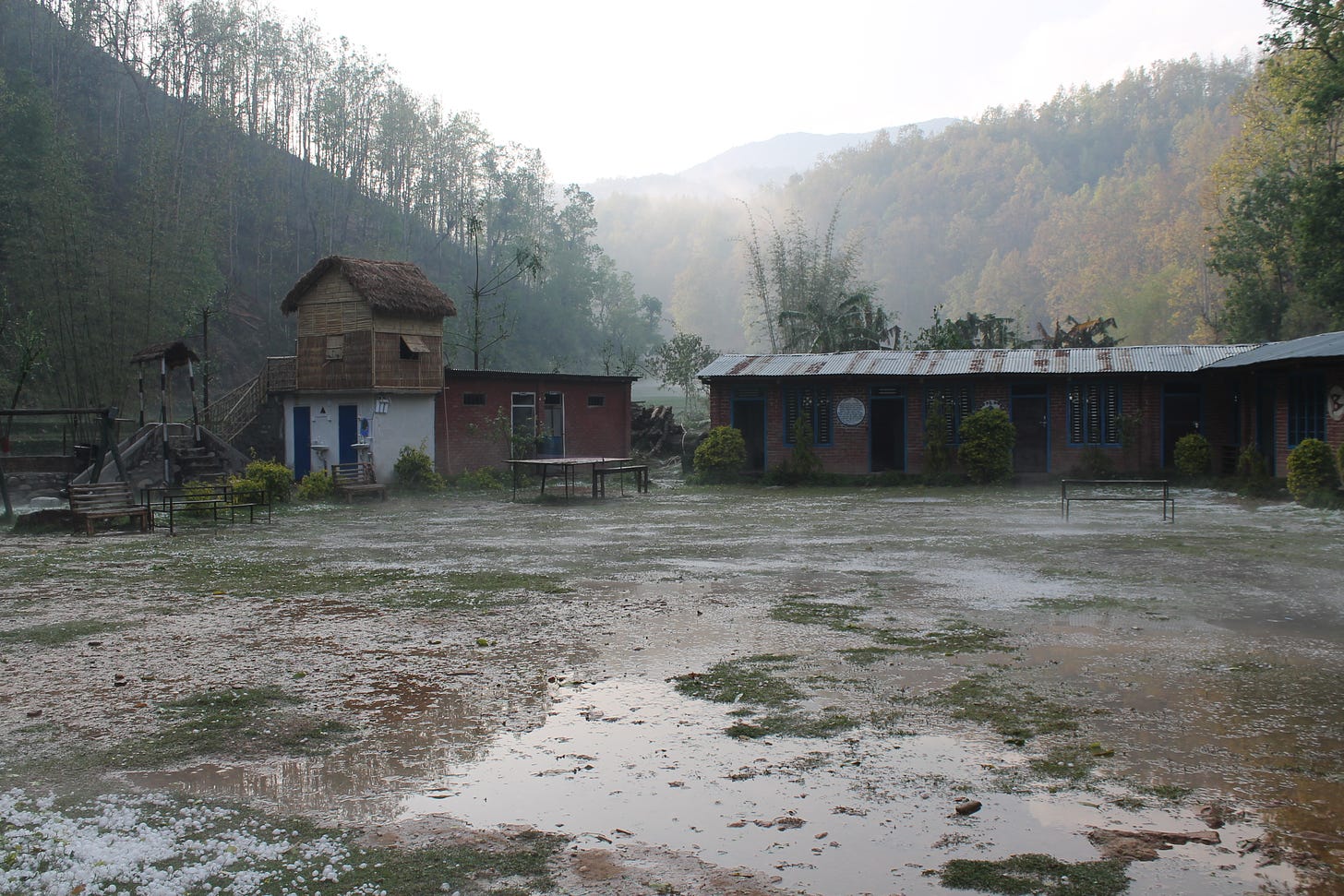 Playground and classrooms at Mirlung Star Xavier's School.