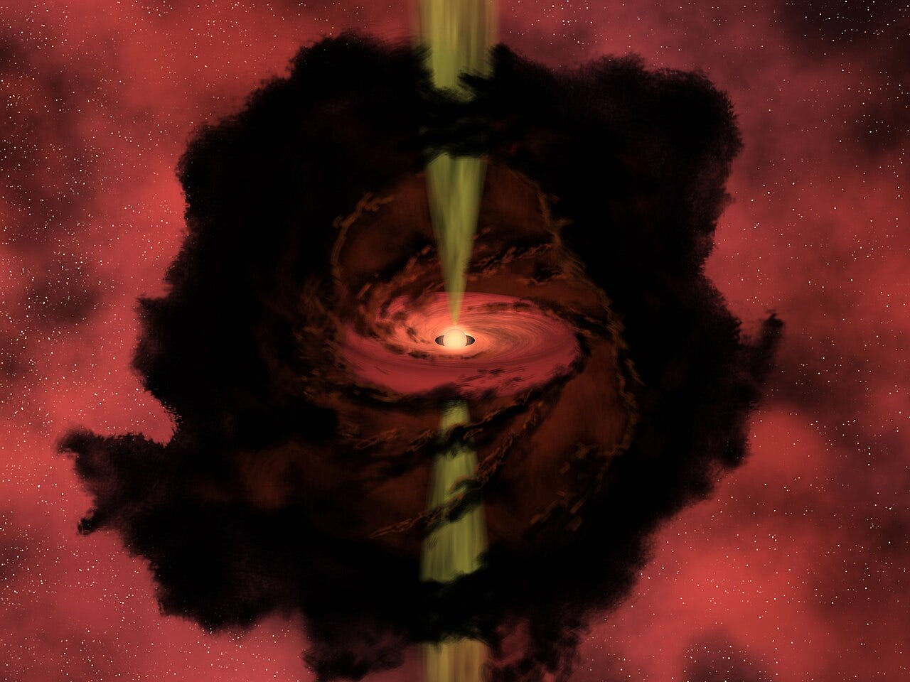 A protostar inside a Bok globule (Artist's image).
