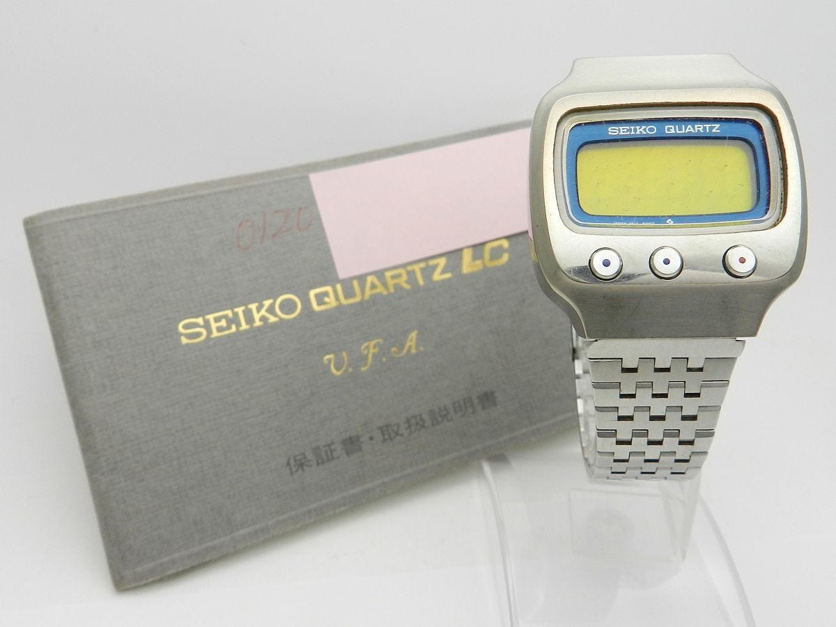 1000 jpy start wristwatch SEIKO QUARTZ Seiko quartz LC VFA initial model 06LC 0614-5000 QZ liquid crystal digital titanium manual attaching 6 S223