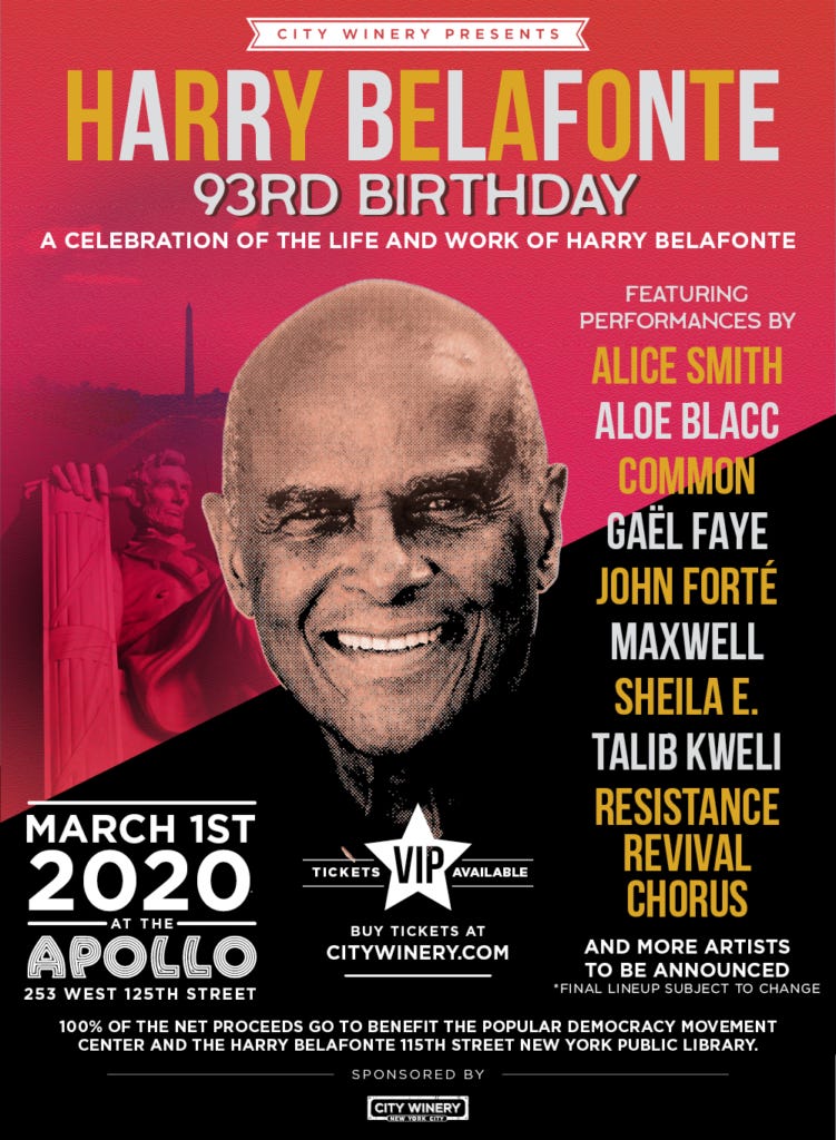 A Celebration of the Music of Harry Belafonte at The Apollo March 1st 2020  « Talib Kweli