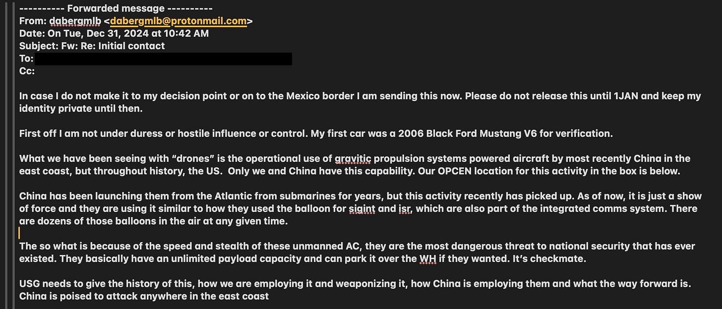 Alleged email from Matthew Livelsberger