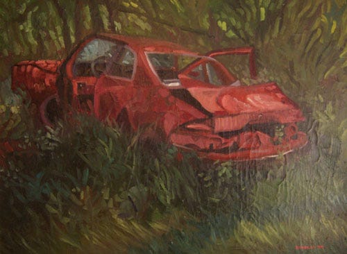 Muscle Car in the Woods by JH Kunstler