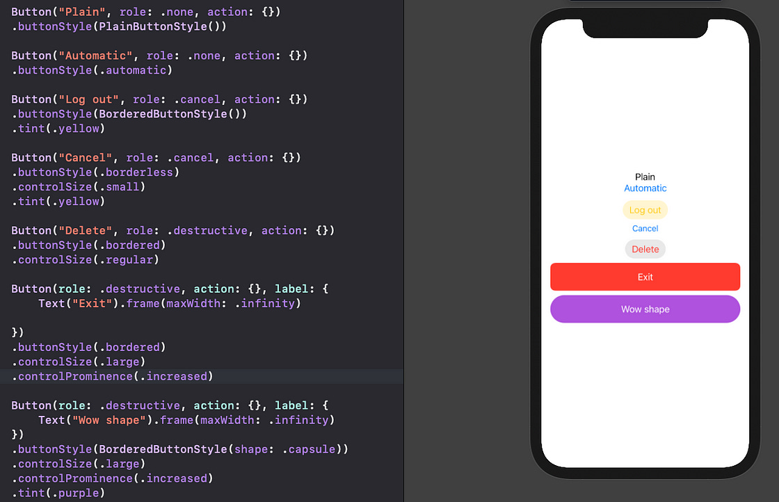 SwiftUI New Button Styles: Roles, Prominence, Control Size