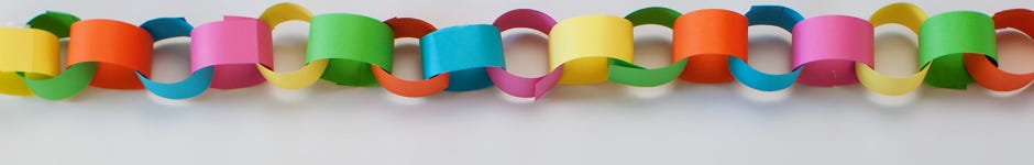 a chain of brightly colored links of paper