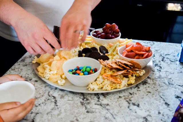 movie night snack board