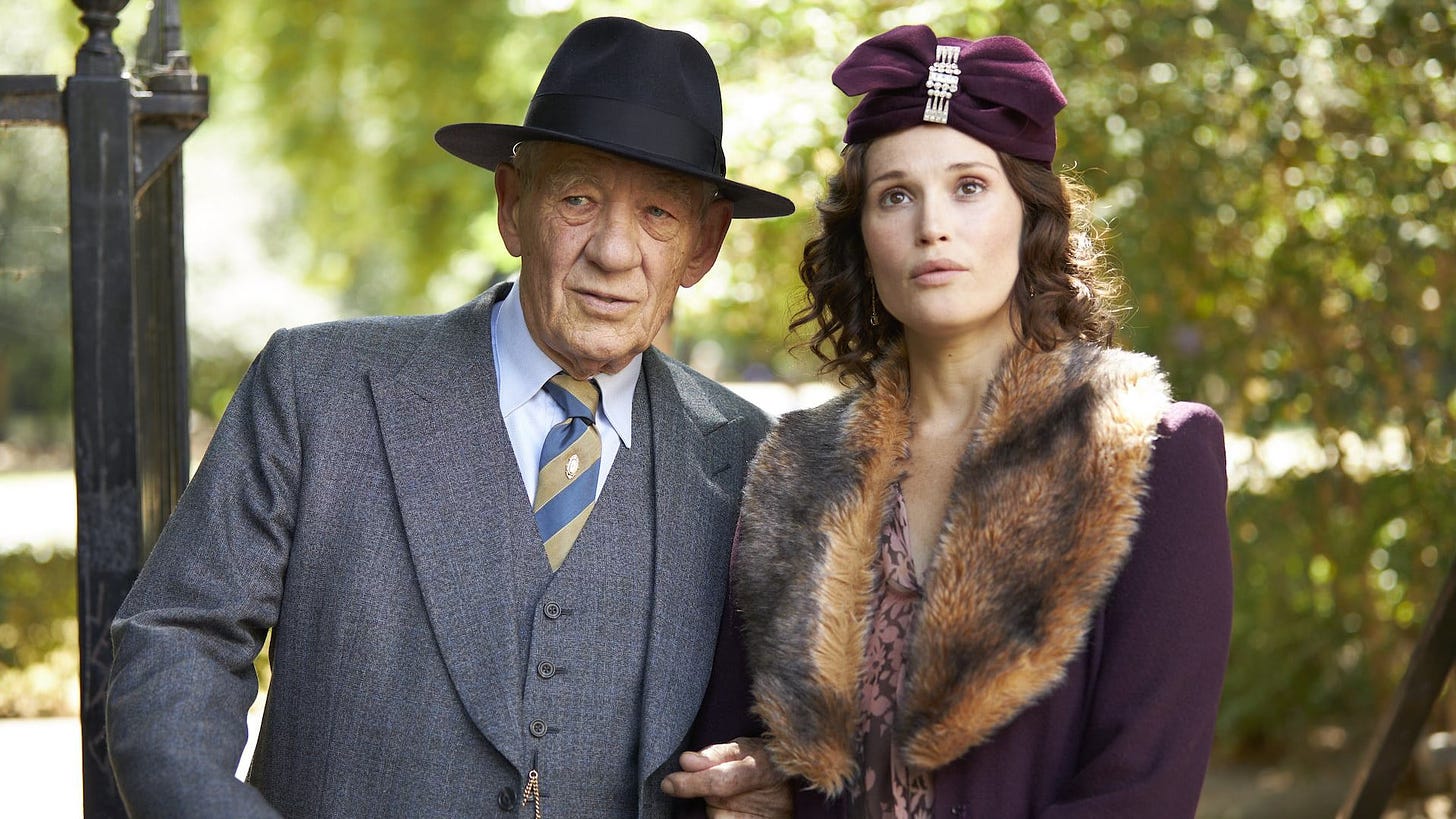 Ian McKellen and Gemma Arterton in the 2024 British drama film The Critic