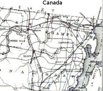 Map of the area showing Chazy, Champlain, and Sciota. Map of the area showing Chazy, Champlain, and Sciota.