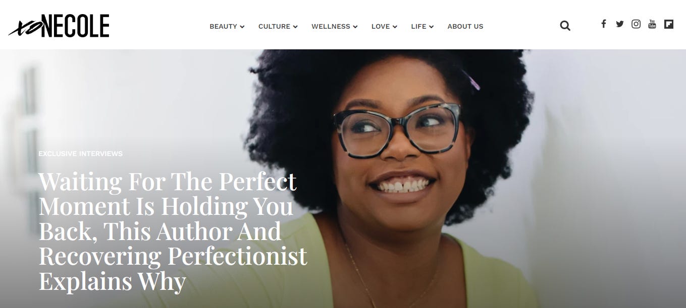 screenshot of a website featuring a picture of author L'Oreal Thompson Payton 