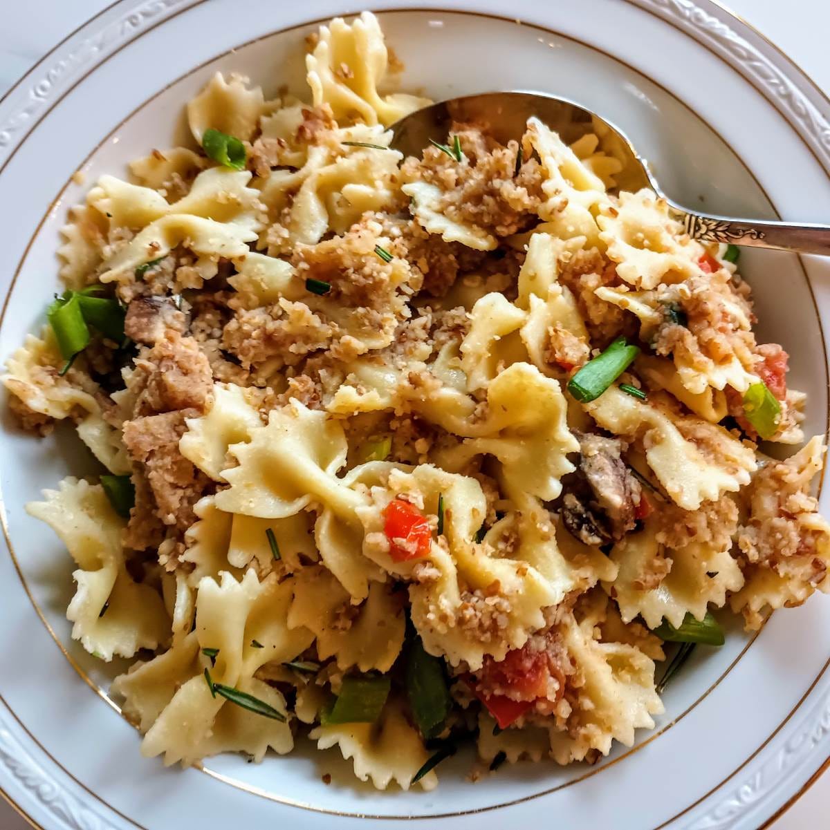 Vegan Kasha Varnishkes with Mushrooms and Tomatoes