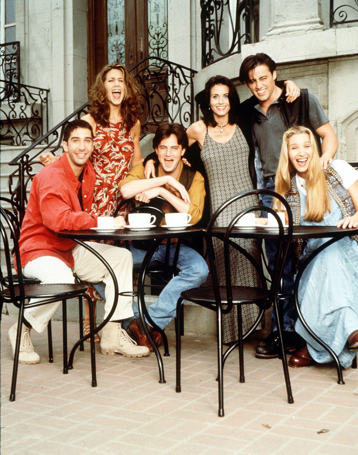 Cast of Friends year 3. Full length. Jennifer Aniston, Matt Le Blanc, Courteney Cox, David Schwimmer, Lisa Kudrow, Matt Perry.
