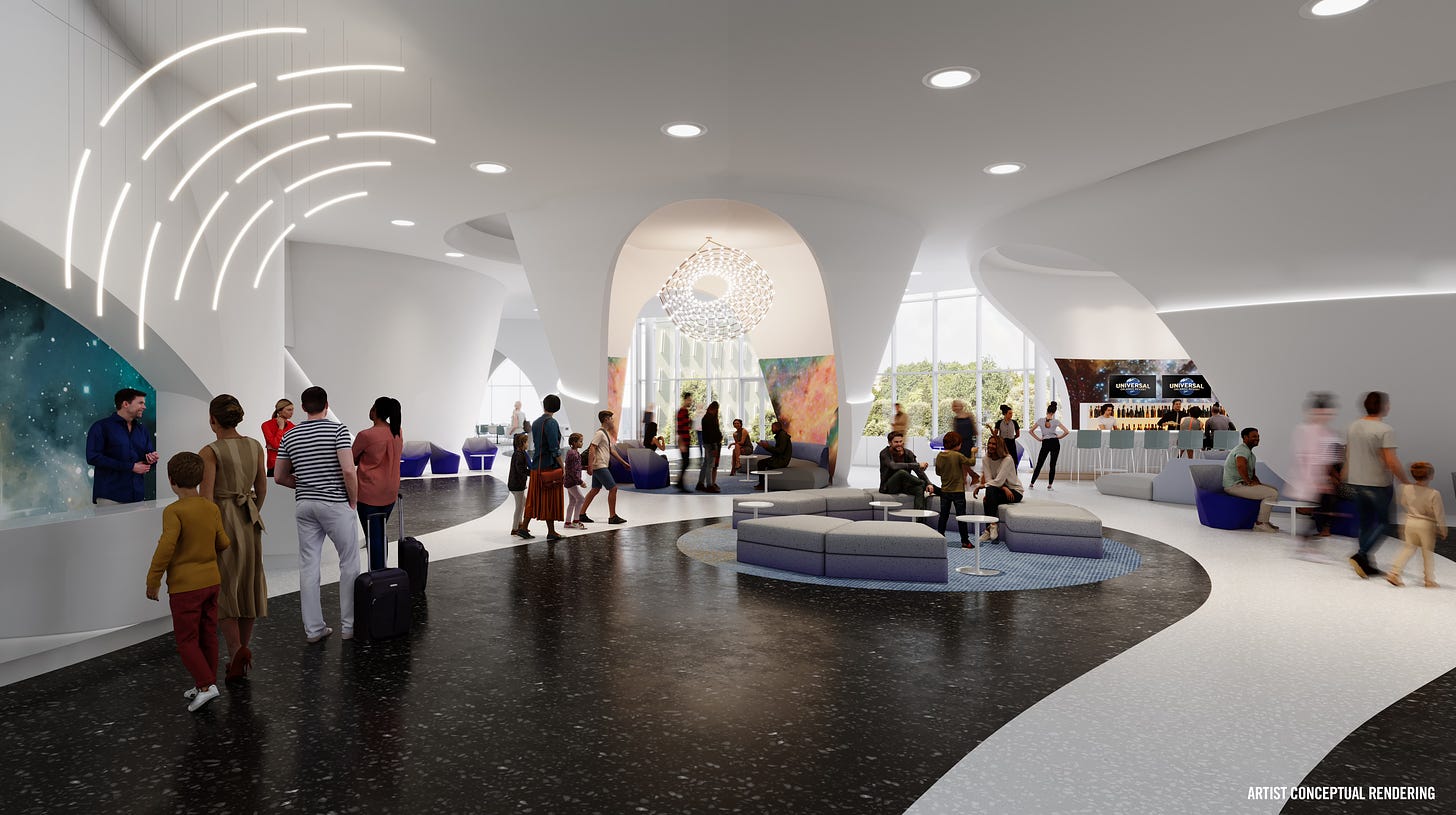 Universal Stella Nova Resort concept art of lobby