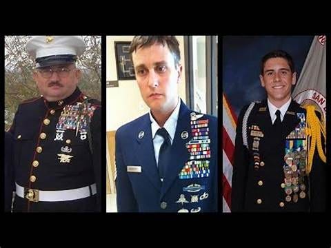 pictures of men wearing military uniforms with ridiculous amounts of service medals. none of these men served in the us military.