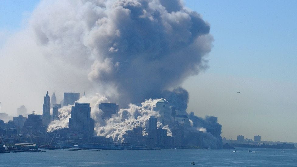 Huge volumes of toxic chemicals, heavy metals and other pollutants were thrown into the air as the towers burned and collapsed (Credit: Getty Images)