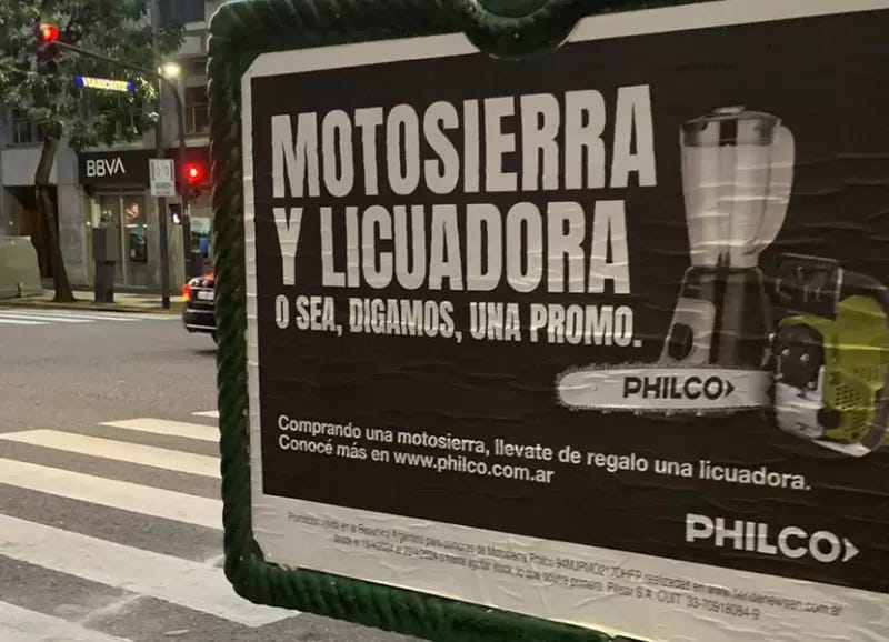 Motosierra y licuadora: la nueva promo de Philco compartida por Milei -  Corta