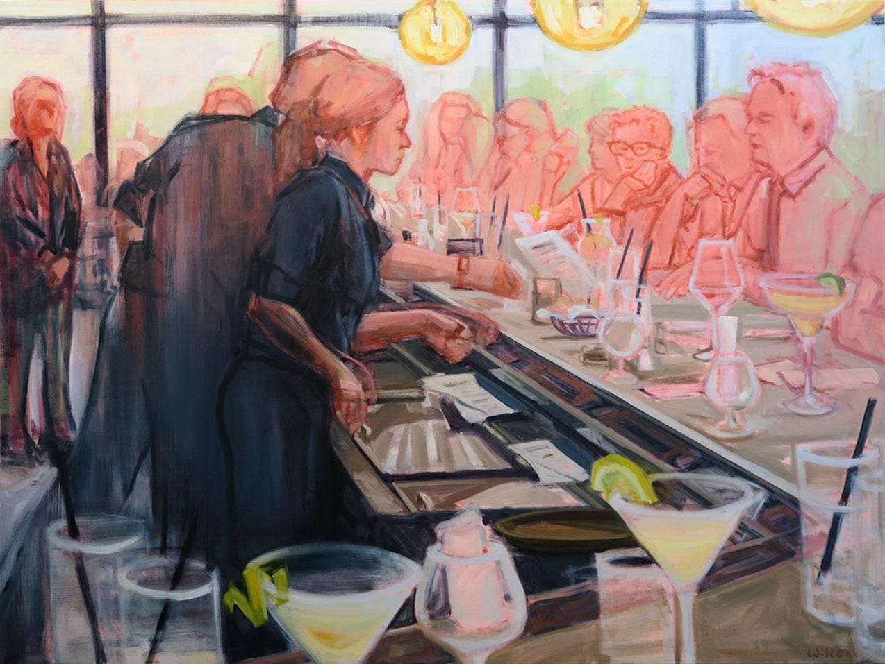 A painting of people at a bar

Description automatically generated