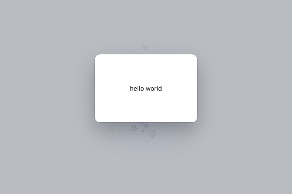a hello world displayed as a sheet on macOS.