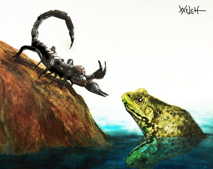 SCORPION & FROG by woody welch | ArtWanted.com