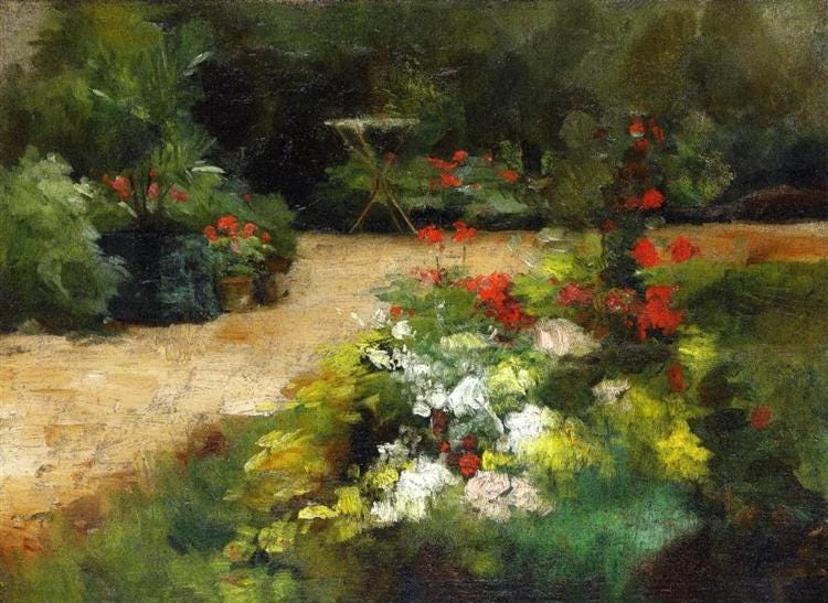 A painting by Gustave Caillebotte of a path winding through a garden