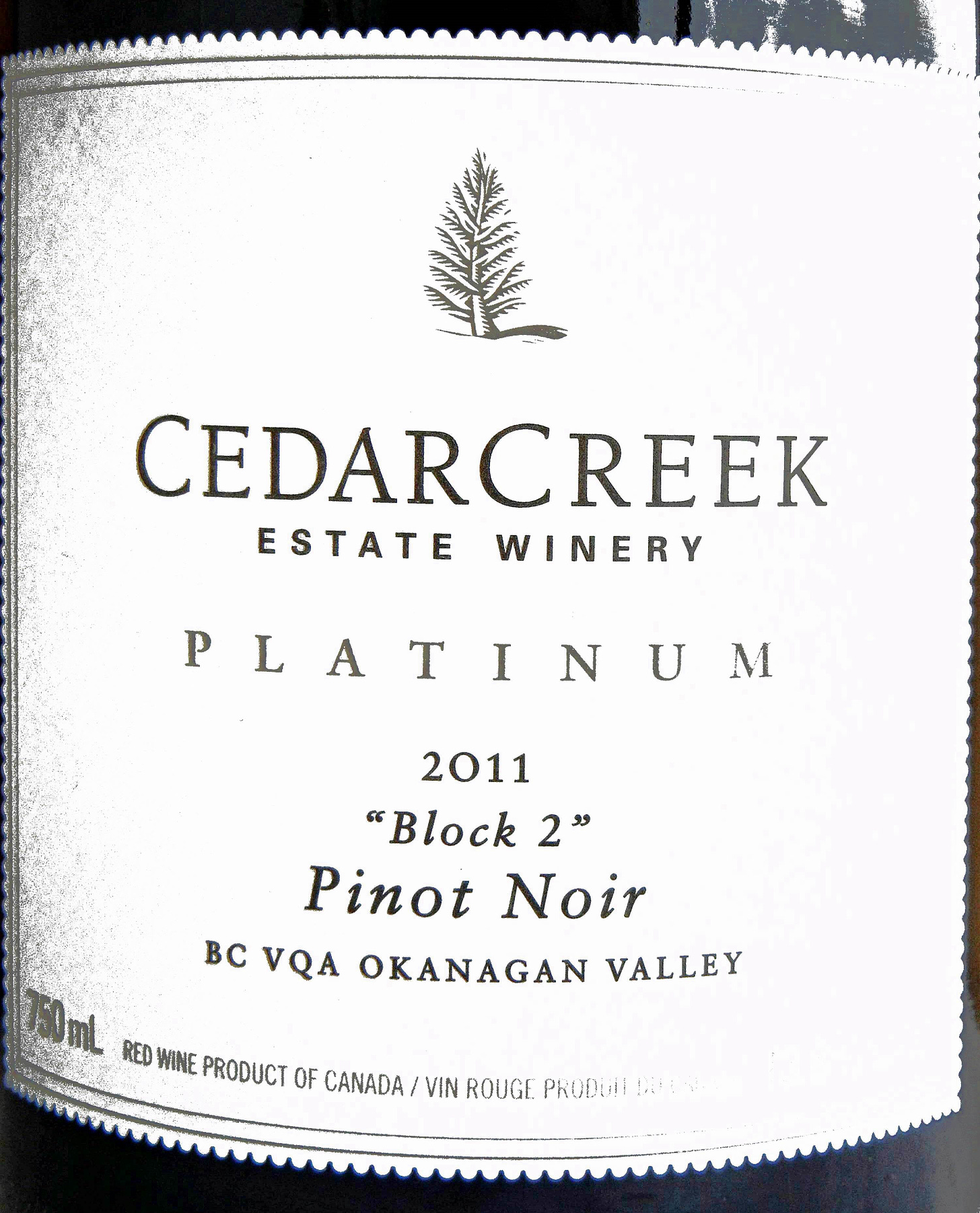Cedar Creek Platinum Block 2 Pinot Noir 2011 Label - BC Pinot Noir Tasting Review 17