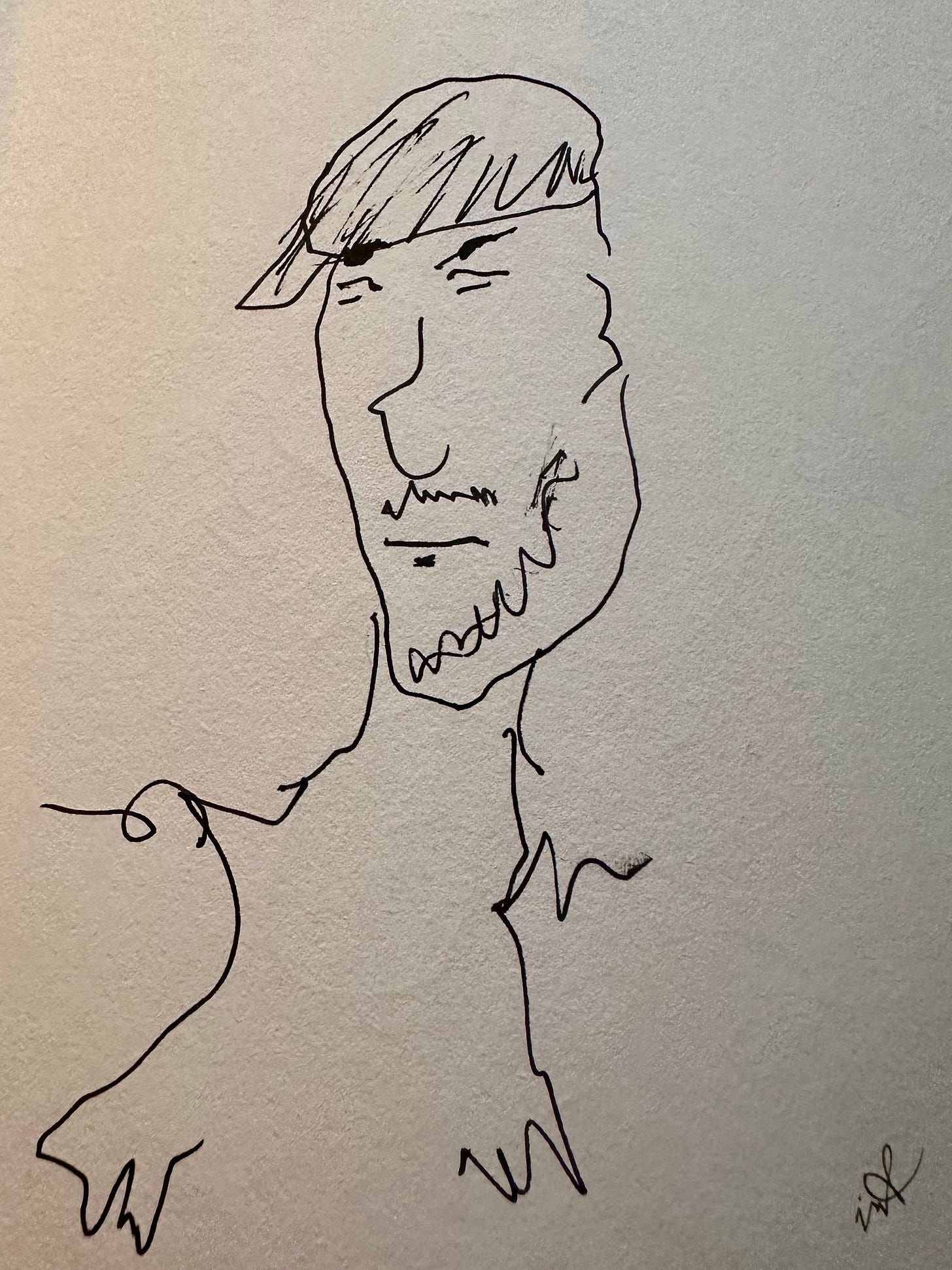 Doodle self-portrait of Mark Tulin
