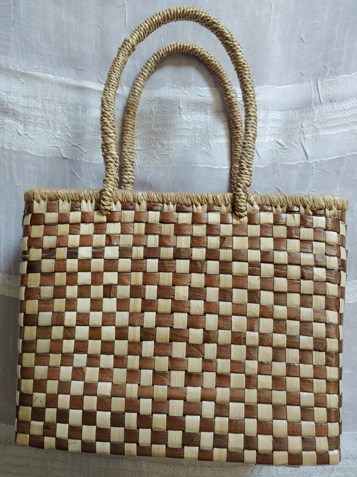 Vtg Jordache Straw Woven Weaved Box Purse Hand Shoulder Bag Y2k Rattan  - Picture 1 of 8
