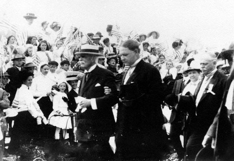 Henry Flagler being escorted in Key West on January 22, 1912.