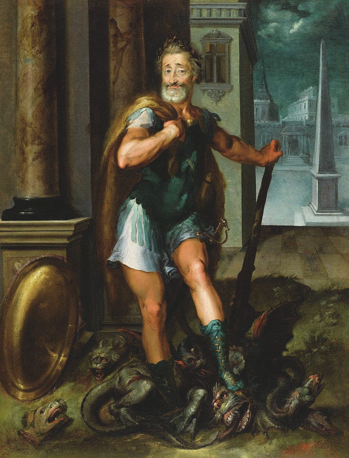 Portrait of Henry IV as Hercules slaying the Lernaean Hydra Painting by  Toussaint Dubreuil - Fine Art America