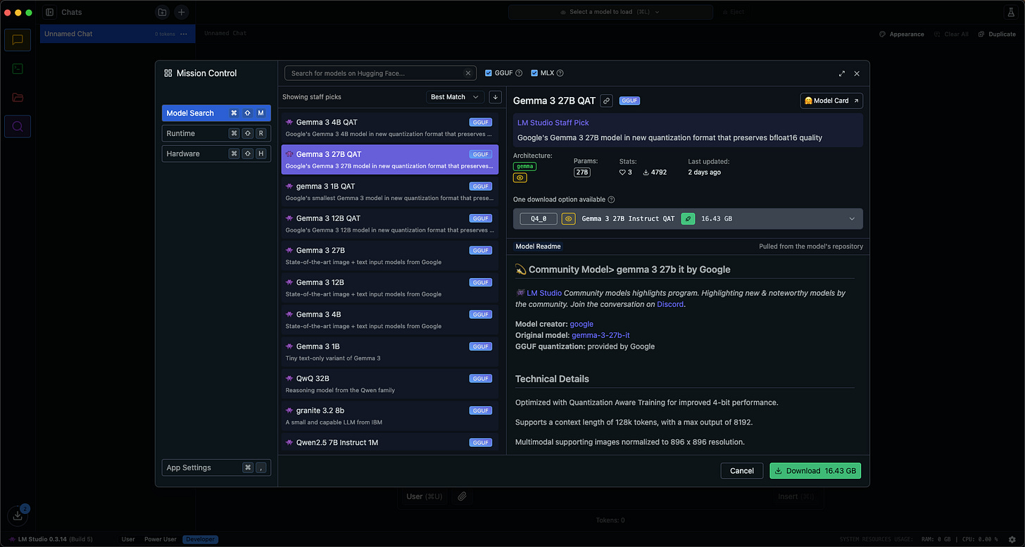 Image of LM Studio's model chooser