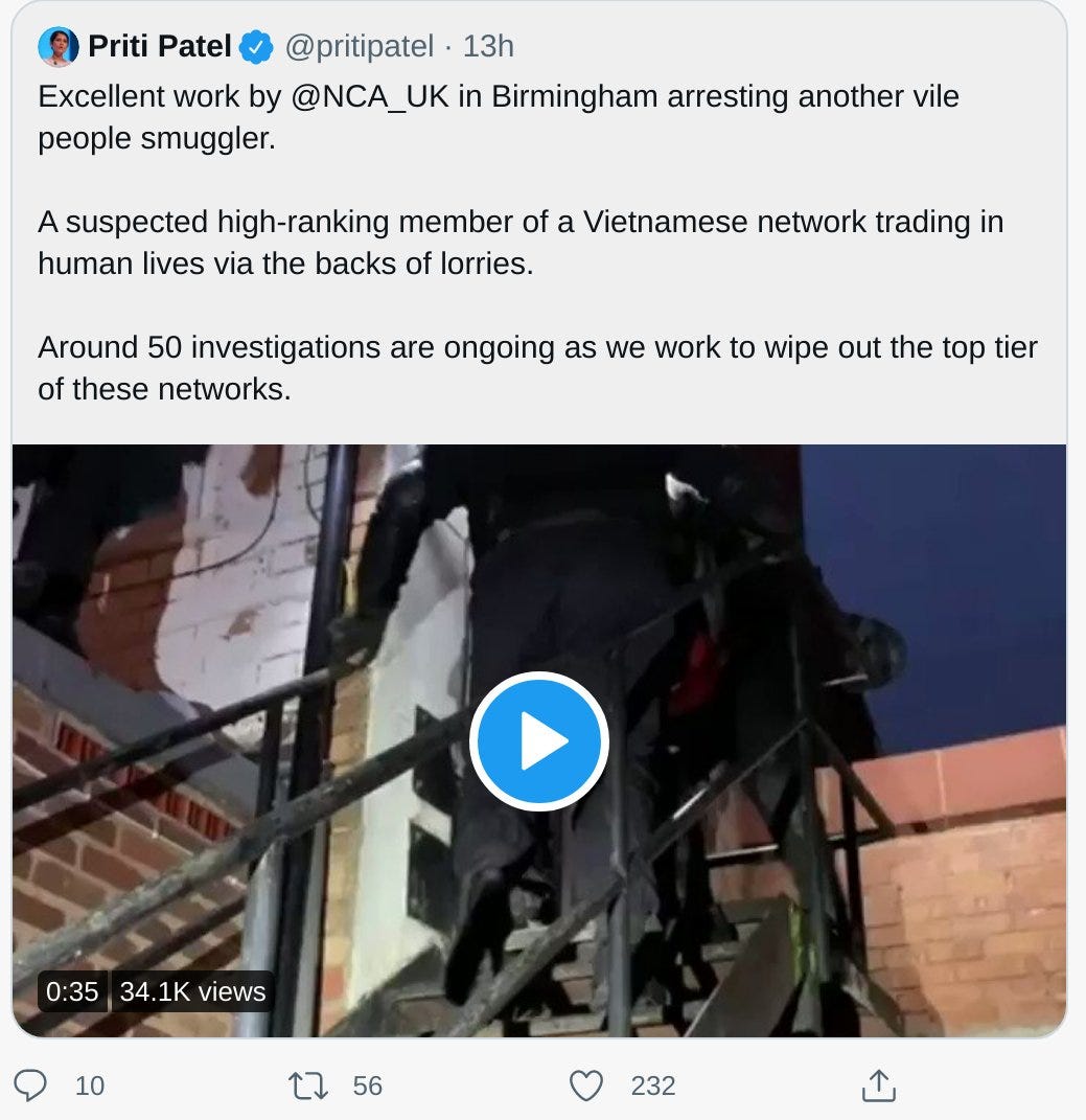 Priti Patel Vile People Smuggler Contempt of Court Deleted Tweet