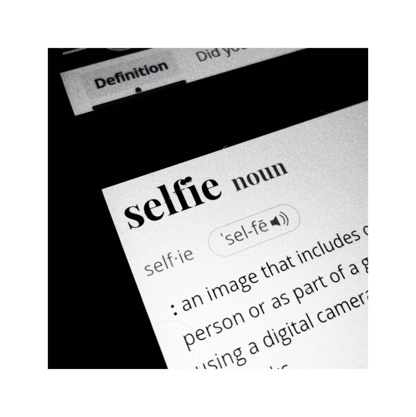 The definition of the word selfie.