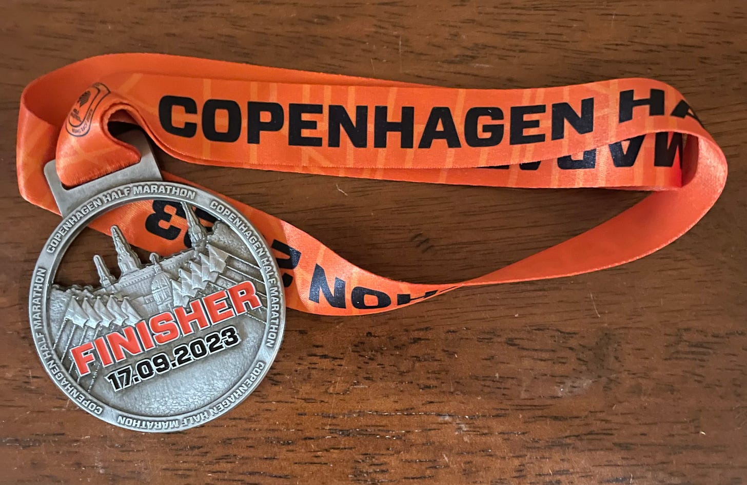 Finisher’s medal at the 2023 Copenhagen Half Marathon