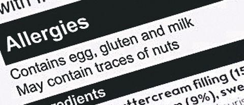 Allergies food label warning