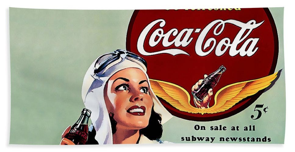 Coca Cola Vintage Ad Poster Beach Sheet by Marvin Blaine - Fine Art America