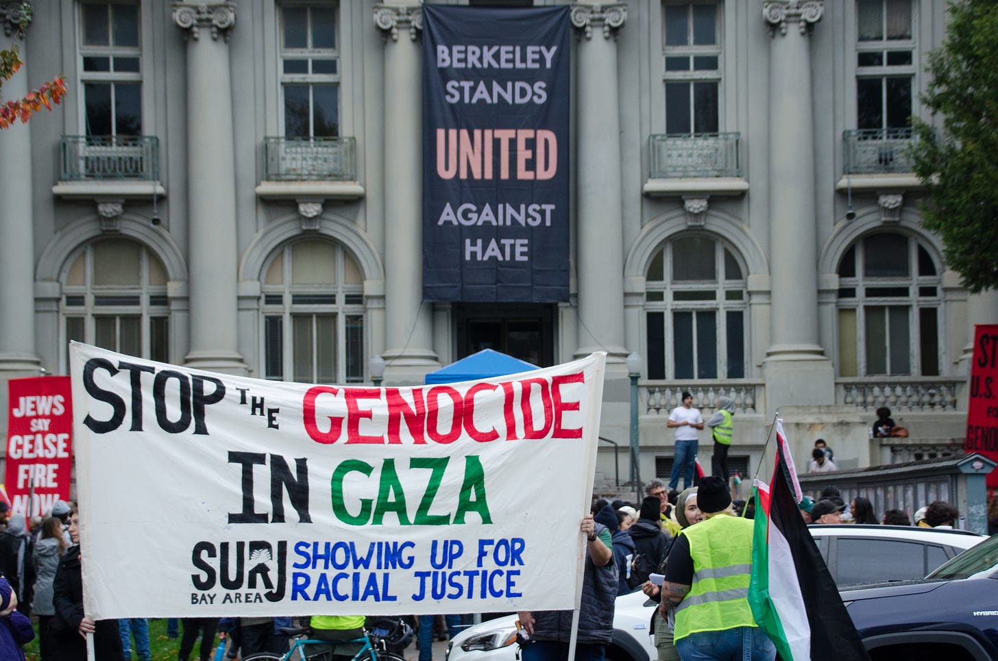 Free Palestine March in front of Berkeley City Hall on 11/18/23