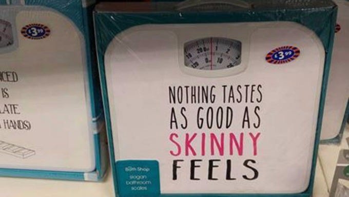 B&M have been selling scales with a 'pro-anorexia' quote on them. 