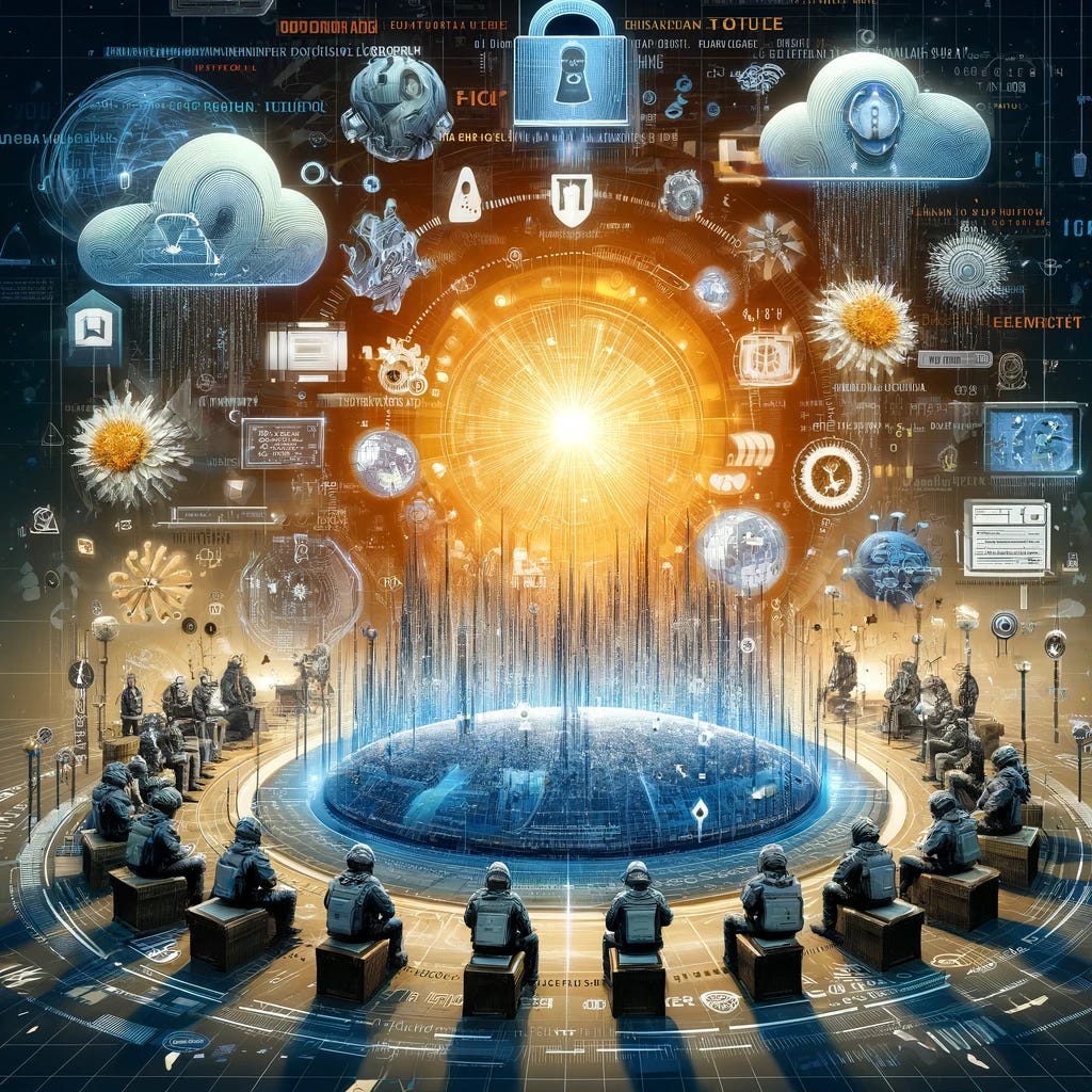 An engaging and informative digital artwork that visually represents the concept of cybersecurity threats and defenses, focusing on the theme of critical vulnerabilities like CVE-2024-3094 in software. The image should depict a digital landscape where cybersecurity experts are defending against incoming threats represented by malicious code and vulnerabilities, highlighting the tools and mechanisms used for detection, exploitation, and mitigation. Include visual elements such as shields, digital locks, and binary code rain, alongside symbolic representations of software patches and updates. The artwork should convey a sense of urgency and vigilance, emphasizing the continuous battle between cybersecurity defenses and evolving threats in the digital realm. The style should be modern and digital, with a blend of realism and abstraction to capture the complex nature of cybersecurity.