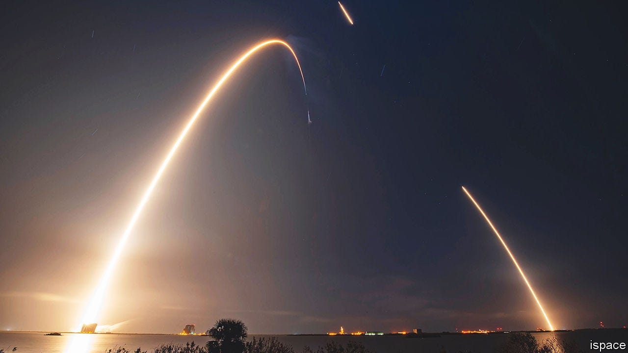long exposure photo taken on December 11, 2022, in Cape Canaveral, Fla., of the SpaceX Falcon 9 rocket launch of the HAKUTO-R M1 lunar lander.Supplied by ispace