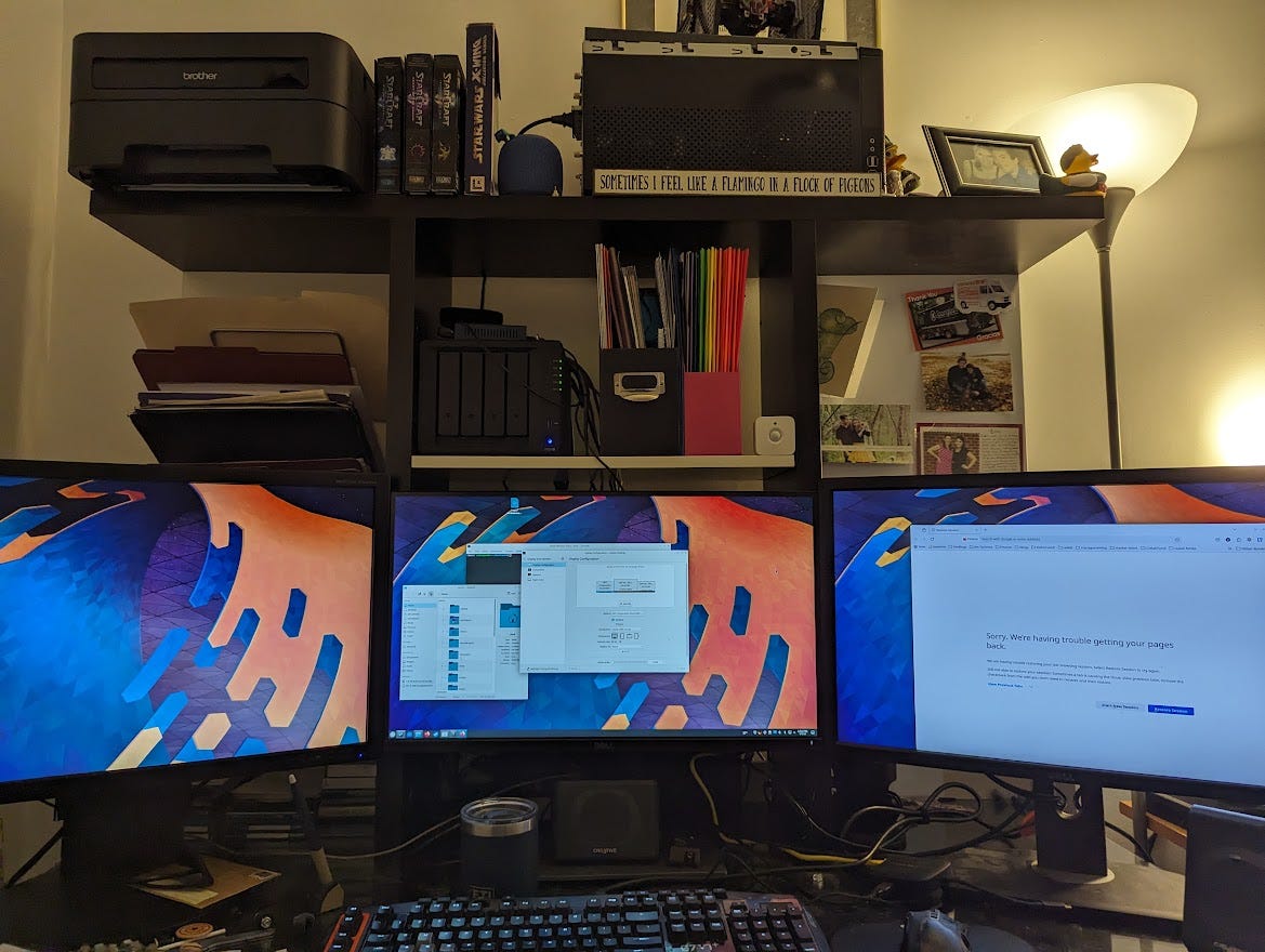 My desk and computer workspace