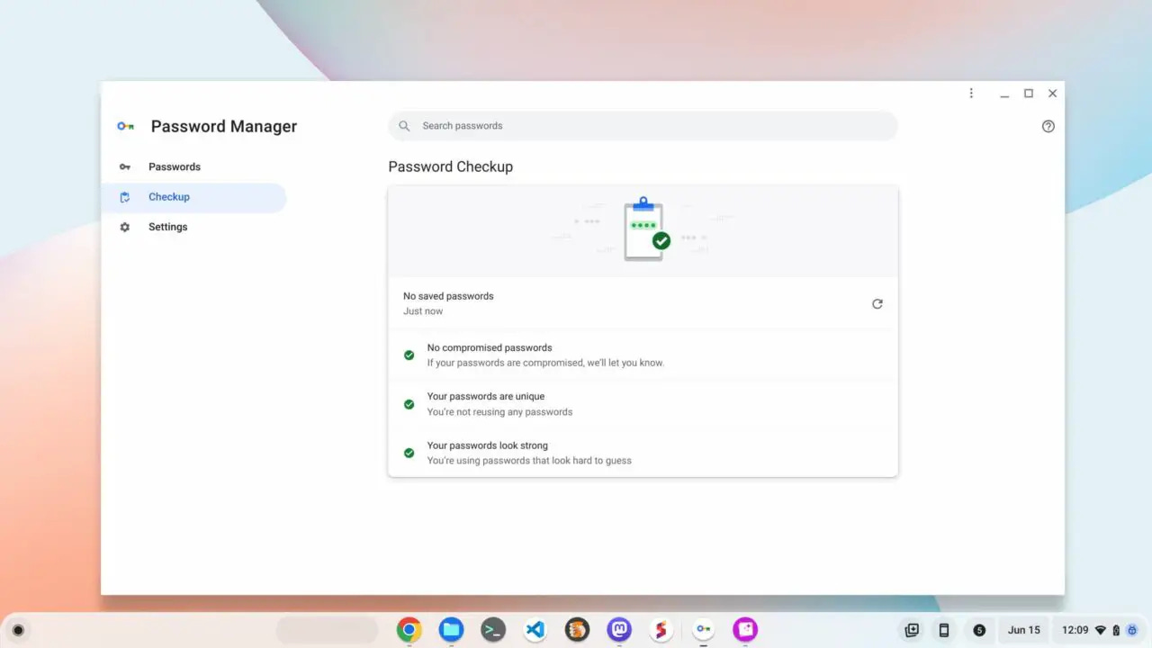 Google Password Manager Chromebook app includes a checkup