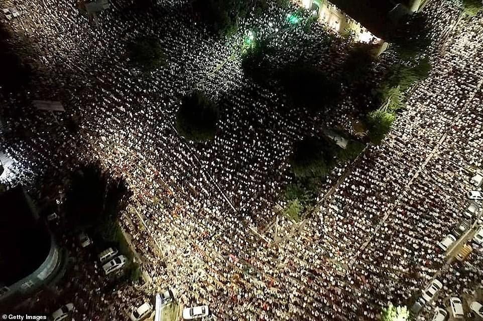 Stunning drone photos from the country's capital city Tashkent show crowds gathering to mark Laylat al-Qadr, which means the 'night of power' when the Qu'ran was first revealed to the Prophet Muhammed