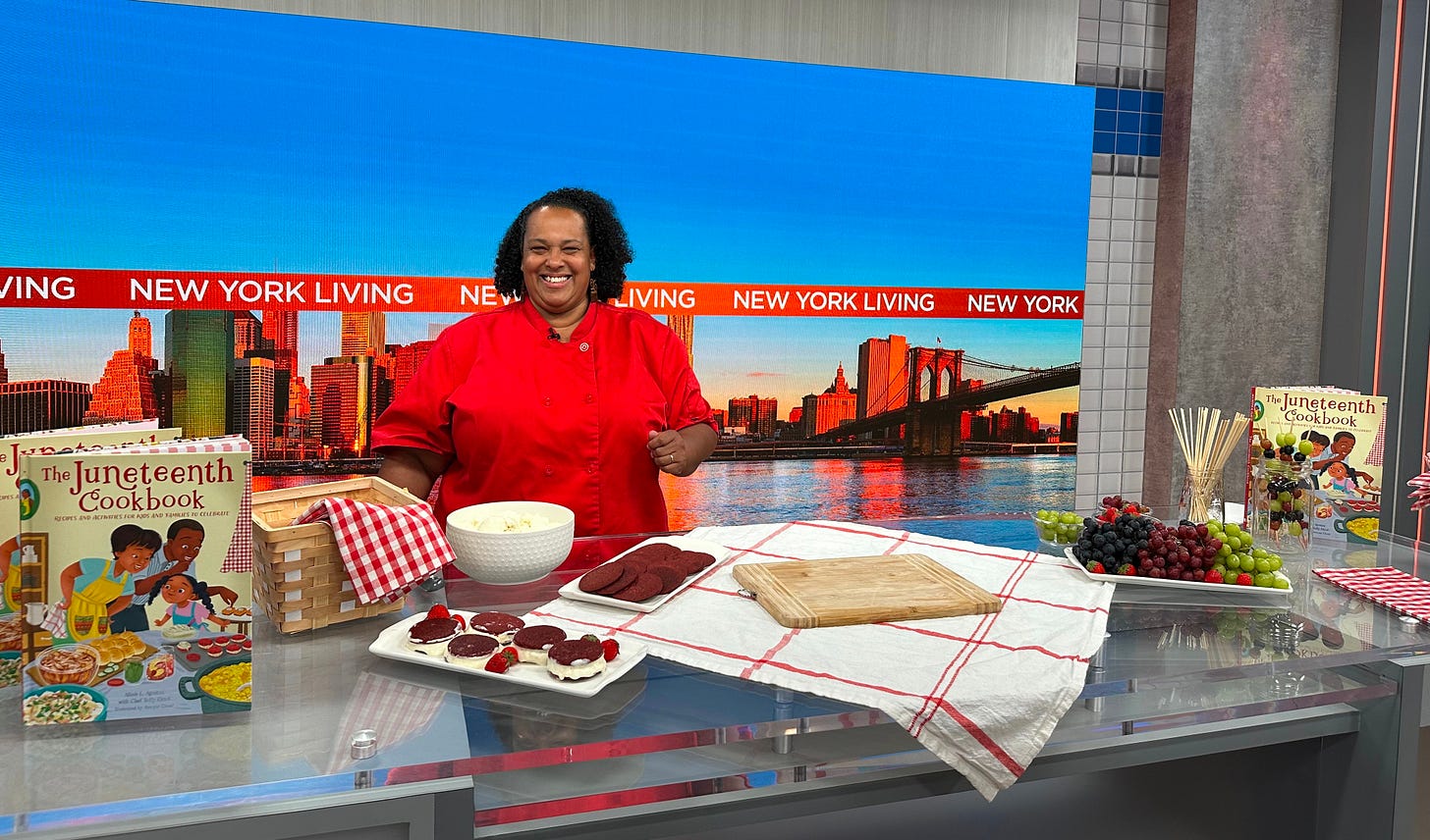 Taffy on the set of the TV Show New York Living