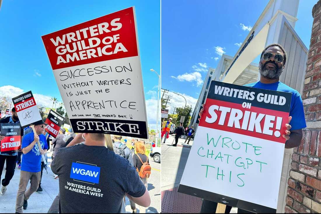 A picture of Writers Guild of America member on strike.