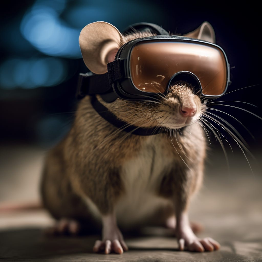Mouse with a VR headset