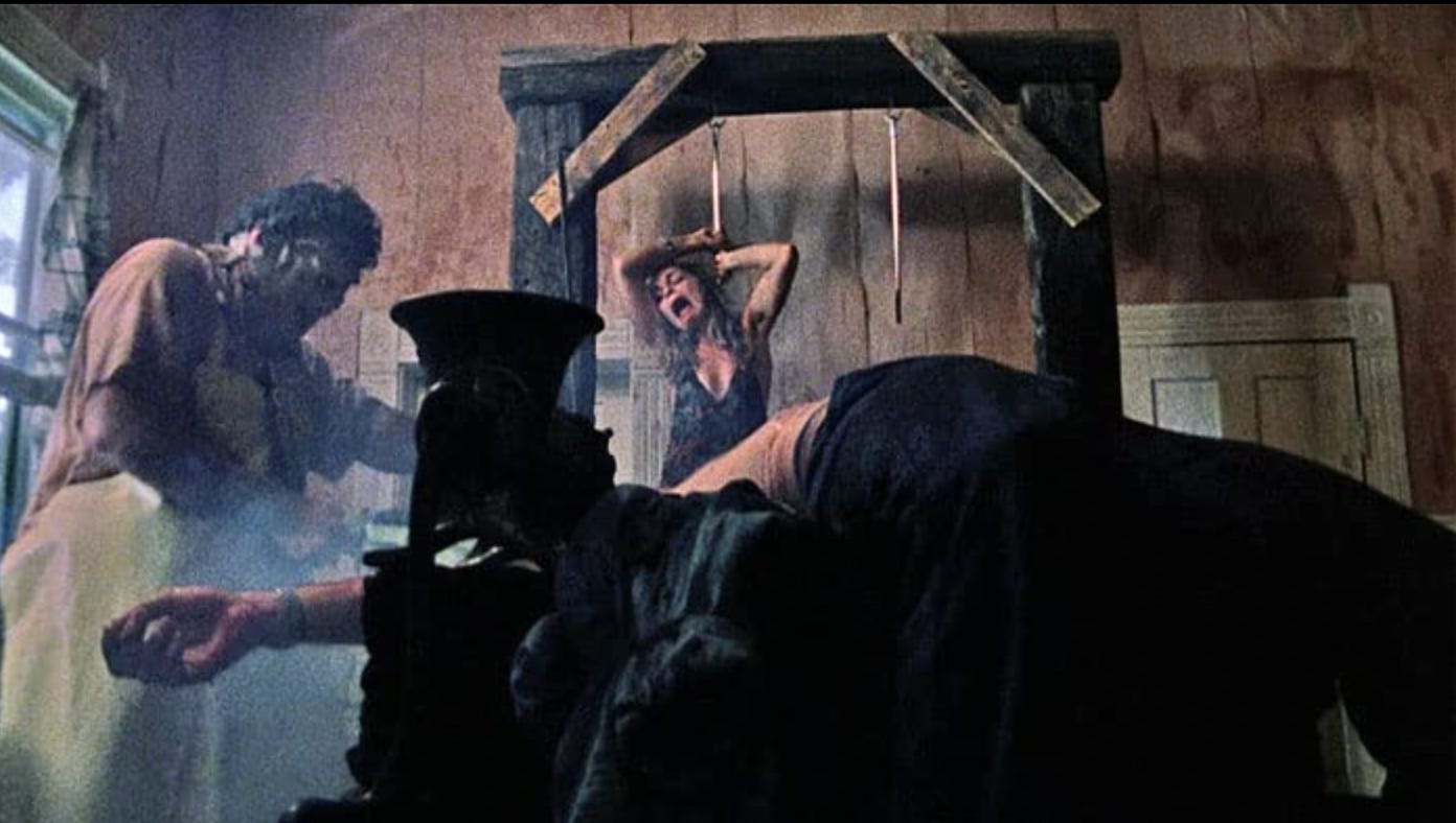 Leatherface at work in The Texas Chainsaw Massacre